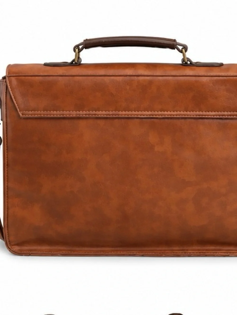 Classic Brown Leather Satchel with Bow Accent